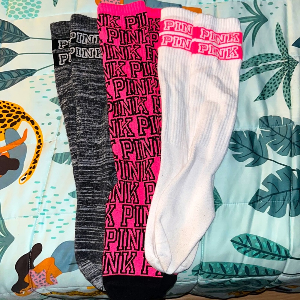 Lot of 3 Victoria’s Secret PINK tall socks